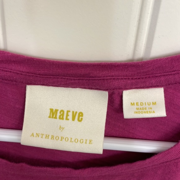 Maeve for Anthropologie | ruffle sleeve tee in fuchsia - Picture 2 of 5